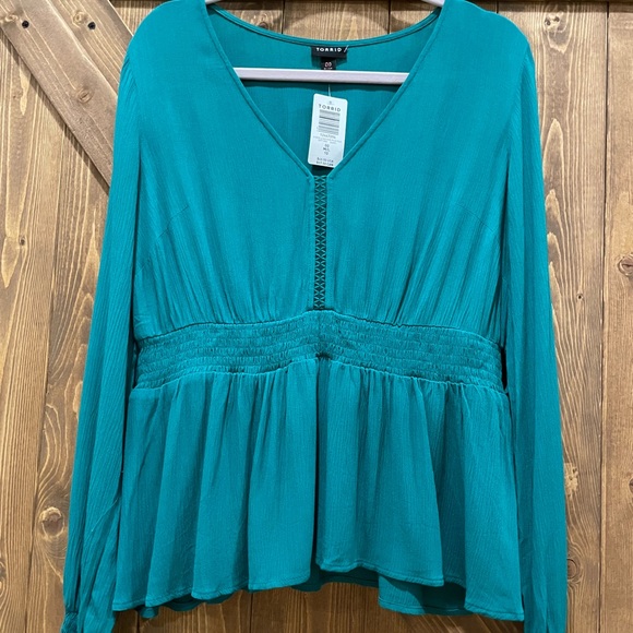 NWT!❤️Torrid❤️ Green Babydoll Peplum Top 00 - Picture 6 of 8